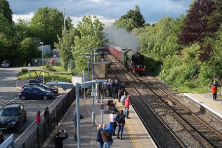 Steam engine Flying Scotsman approaching Radley Station