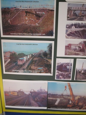Display of photographs showing the replacement of the bridge to Lower Radley in November 1983idge in