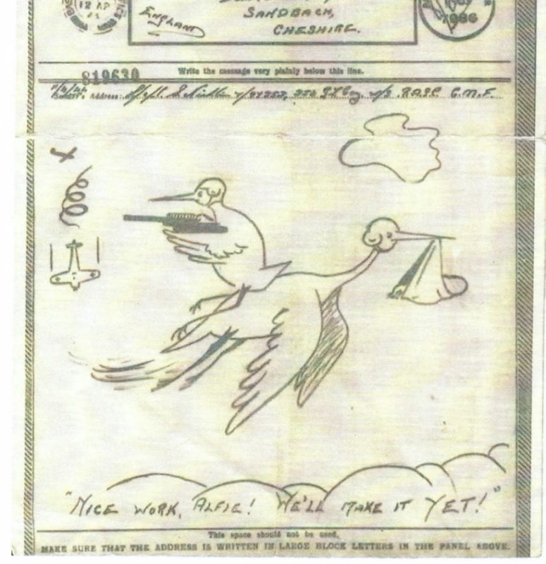 The aerogramme sent to my parents when my brother was born